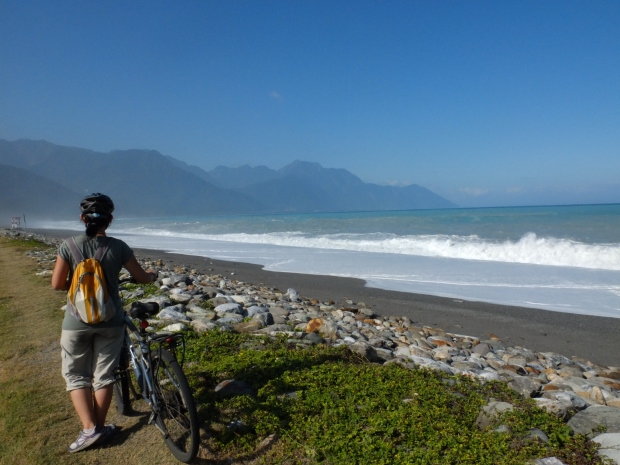 Biking along the coast at Hualien